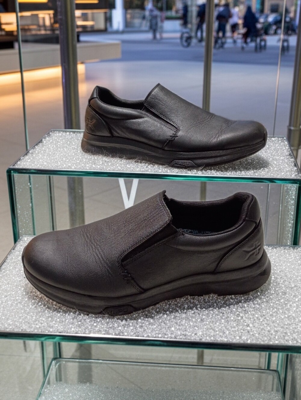 KURU Kivi 2 Men's Black Leather Slip-On Loafers Plantar Fascitis Anti-slip Work